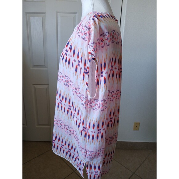 Stylus Women’s Semi Sheer Blouse V-neck Sleeveless High/Low Design Large Pink - Picture 4 of 12